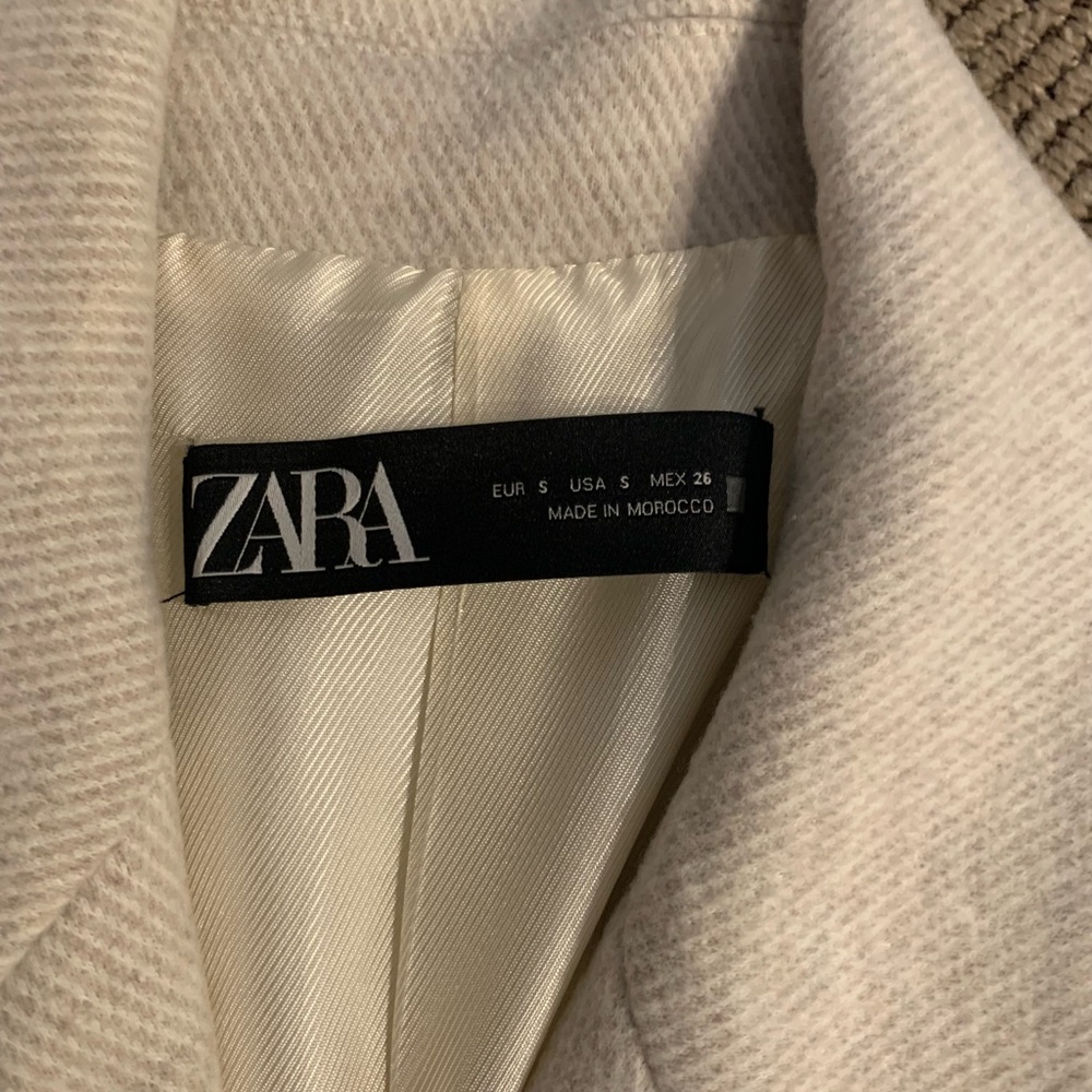 Zara Double-Breasted Cream Blazer Coat - Picture 7 of 10